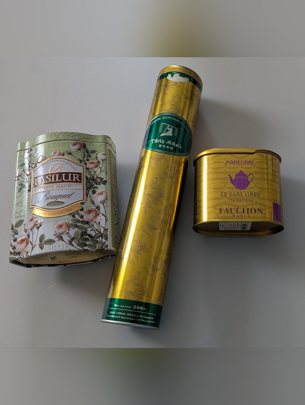 Collectible Tea Tins. Set of 3 Sizes 13"x 2.5", 6" x 4" x  2.5", 4" x 4" x 2.5"